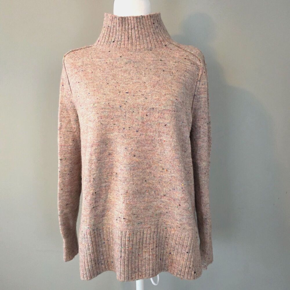 LOFT Pullover Sweater SM Heathered Mock Neck Twee Normal Cottage Cozy Cabin